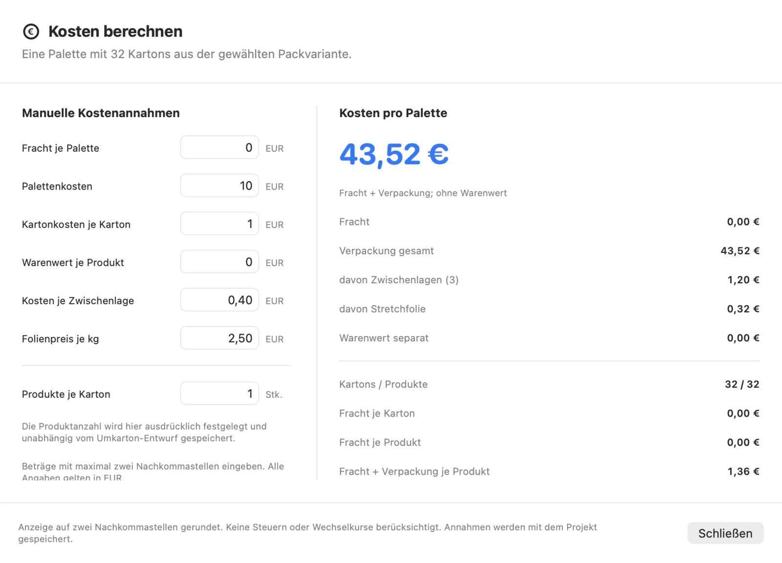 Kosten je Produkt